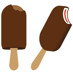 Set of chocolate ice cream on the wooden stick