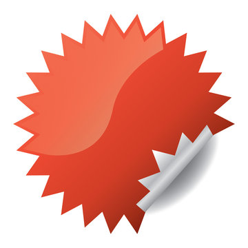Button Set - Aktionskleber, Sticker Rund zackig - rot