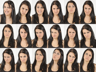 Series of an angry and wondering natural young woman