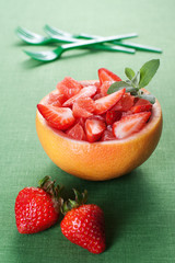 Fruit salad with strawberry and grapefruit