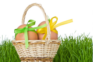 basket with easter eggs