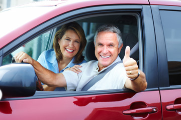 Senior couple in the car
