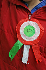 cockade with the Italian flag to celebrate the unity of Italy