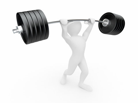 Men with barbell. 3d