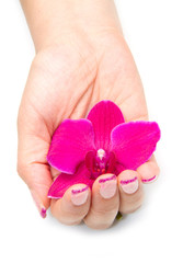 mano di donna con orchidea