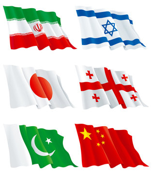 Flags of Asian countries.
