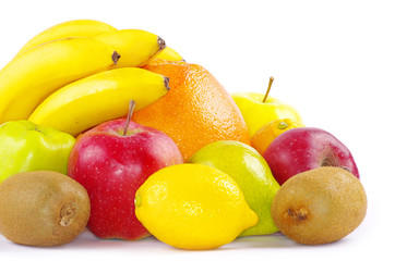 fruits on white