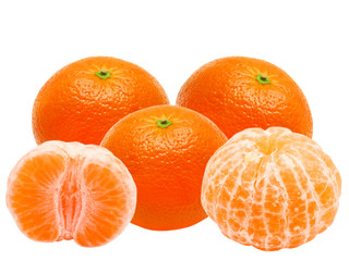 Mandarins isolated on white background