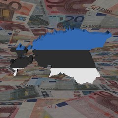 Estonia map flag with euros perspective illustration