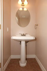 Close up of new white sink