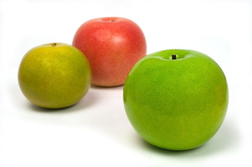 Model fruit.Fake on white background.
