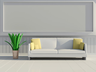 Classical Interior with Sofa and Flower
