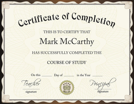 CERTIFICATE OF COMPLETION TEMPLATE