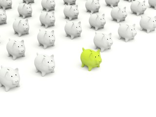 Lot of Piggy banks isolated on white