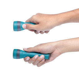 hand holding green flash light