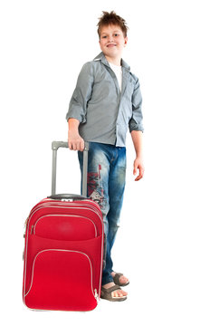 teenager with a suitcase