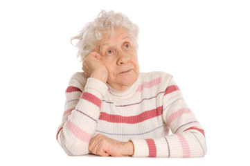 Portrait of the old woman isolated on white