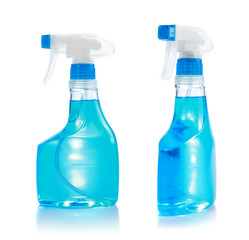 blue transparent cleaning spray products