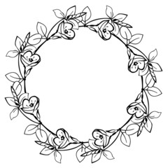 greyscale round flower frame