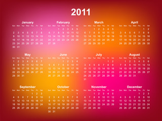2011 calendar with a colorful abstract background