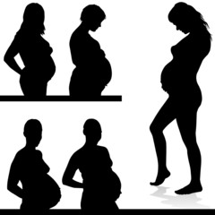 pregnant girl black vector silhouette