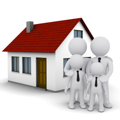 happy family of three-dimensional creatures