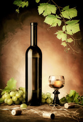 White wine still life in vintage style