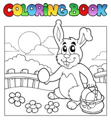 Coloring book with bunny and eggs