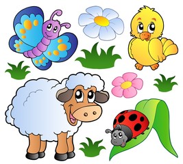 Obraz premium Various happy spring animals