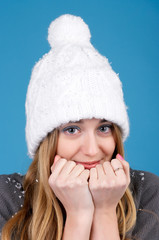 Beautiful woman in winter hat