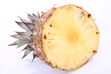Half of a Pineapple on white background