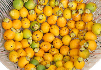 Ripe areca nut kept for drying