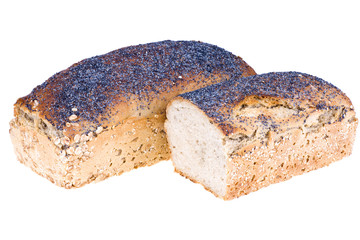 Home a loaf of rye bread with seeds and poppy seeds