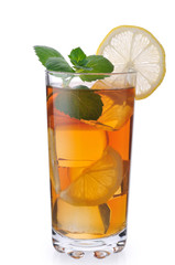 Tea with ice lemon and mint