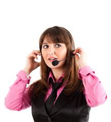 Call center operator isolated on white
