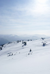 Western Sayan mountains. Ergaky. Siberia. Russia in winter time.