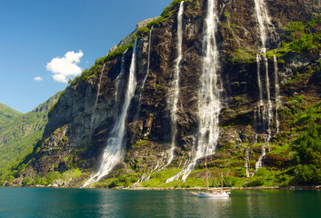 Yacht in Norwegian fjord