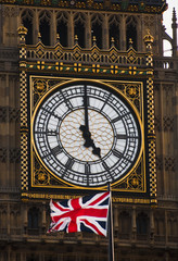Fototapeta na wymiar The Union Jack and Big Ben, London