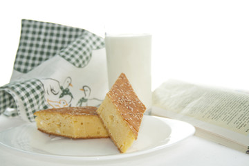 Cornbread with glass of yogurt