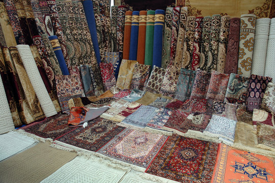 Moroccan rug designs in Tangiers Morocco