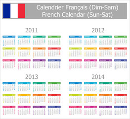 2011-2014 Type-1 French Calendar Sun-Sat