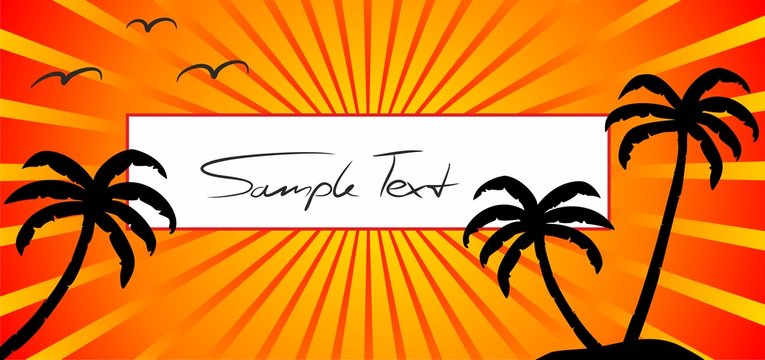 Palmen im Sonnenuntergang mit Textbox