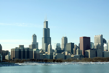 Obraz na płótnie Canvas Widok na centrum Chicago (zima)