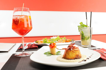 antipasto - soufflè di patate con aperitivo