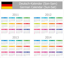 2011-2014 Type-1 German Calendar Sun-Sat