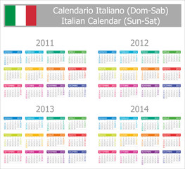 2011-2014 Type-1 Italian Calendar Sun-Sat