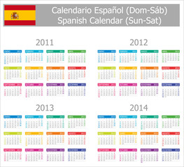 2011-2014 Type-1 Spanish Calendar Sun-Sat