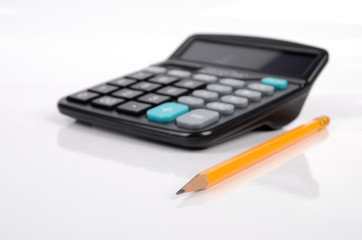 Calculator and pencil