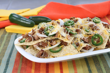 Mexican Sausage, Bean and Cheese Nachos