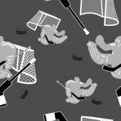 Seamless hockey background with goalkeepers.
